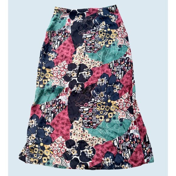 ANTHROPOLOGIE x KACHEL Hallie Patchwork Print Front Slit Midi Skirt Sz 6 - Picture 5 of 7